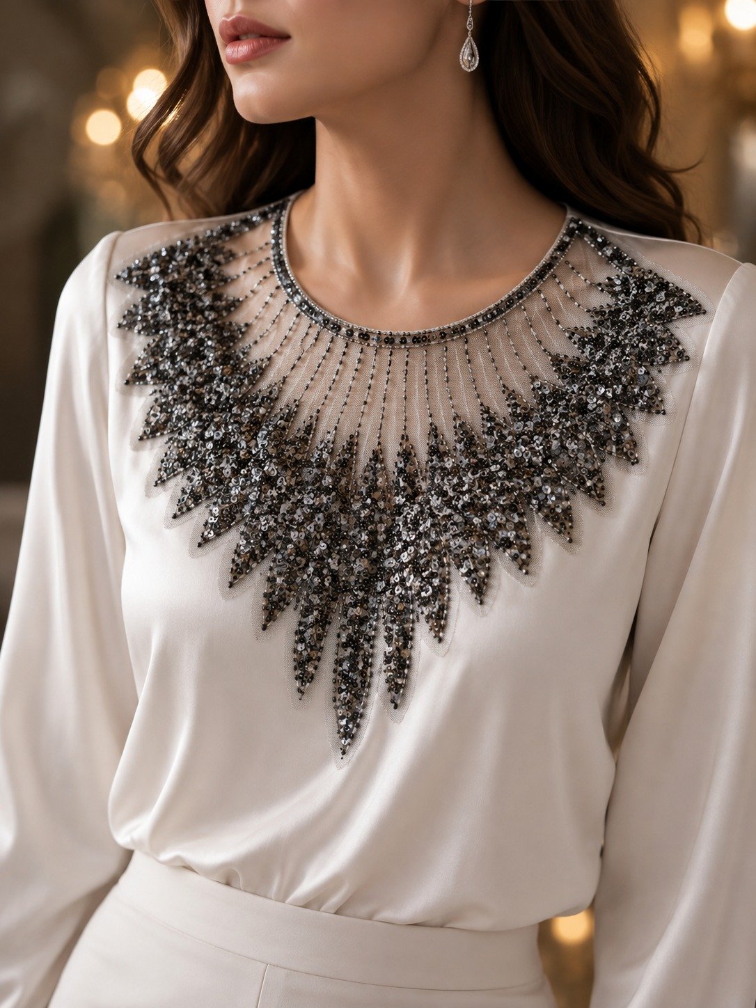 Stitchmere Premium Sequin Embroidered Neckline Applique
