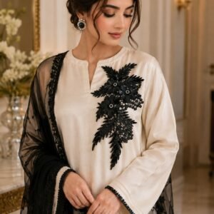 Black Floral Sequin Motif