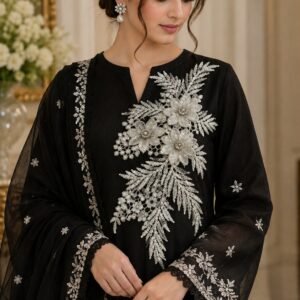 Silver Floral Sequin Motif