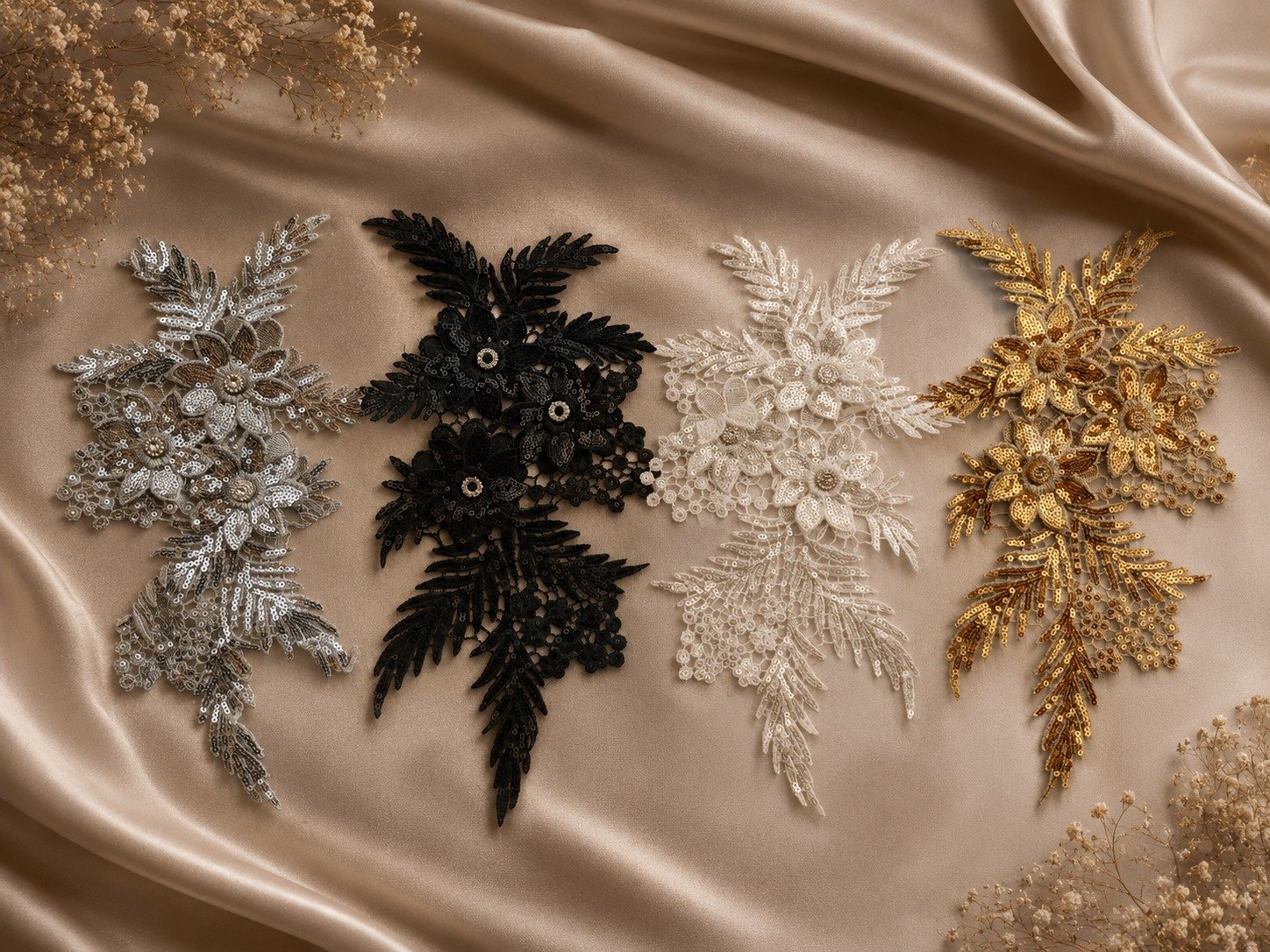 Golden Floral Sequin Motif
