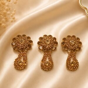 Premium Golden Crystal Drop Motif