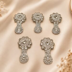 Silver Crystal Floral Motif