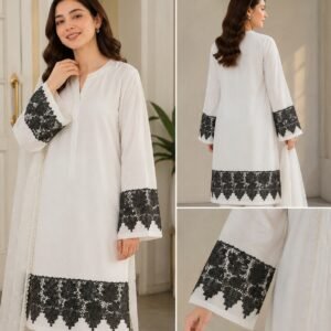 Elegant Black Floral Embroidered Lace Trim