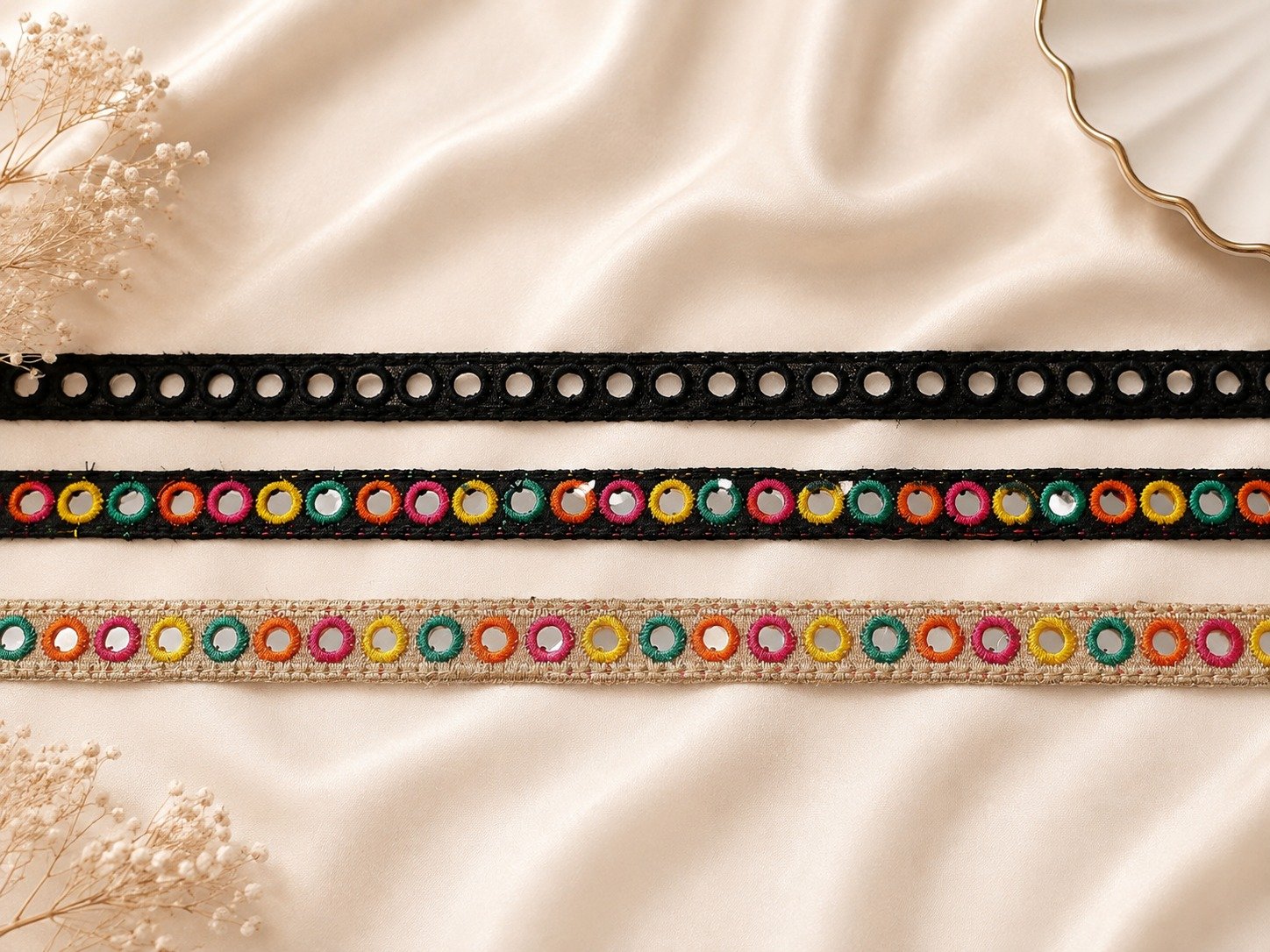 Multicolor Loop Embroidered Lace Trim