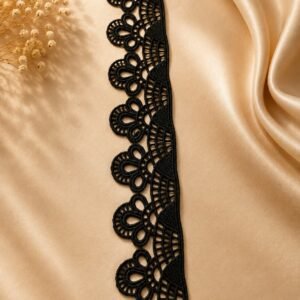 Premium Black Embroidered Floral Lace Border Trim