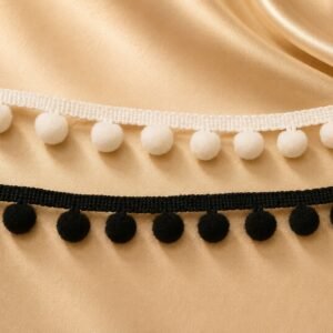 Pom Pom Lace Trim – Black & White Decorative Border