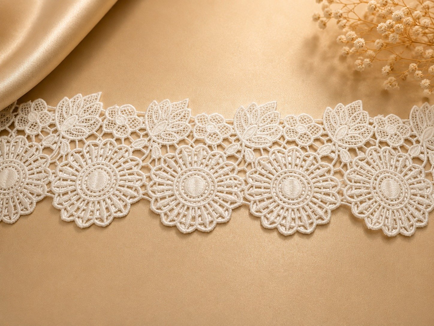 White Floral Crochet Lace Trim - Image 2