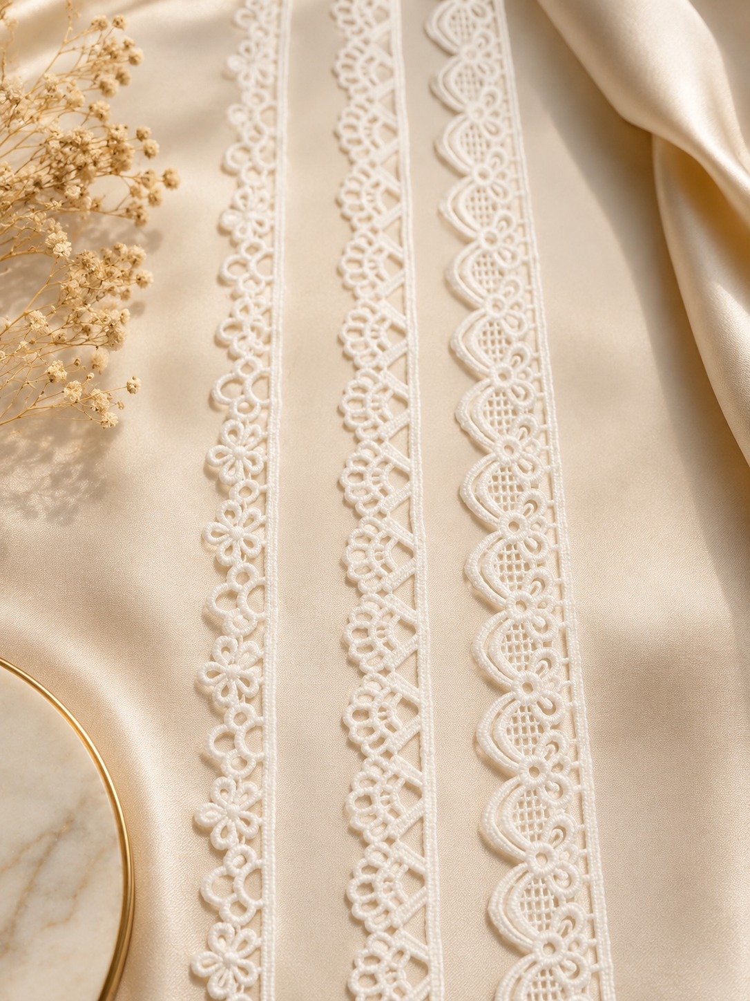 White Wide Floral Lace Trim