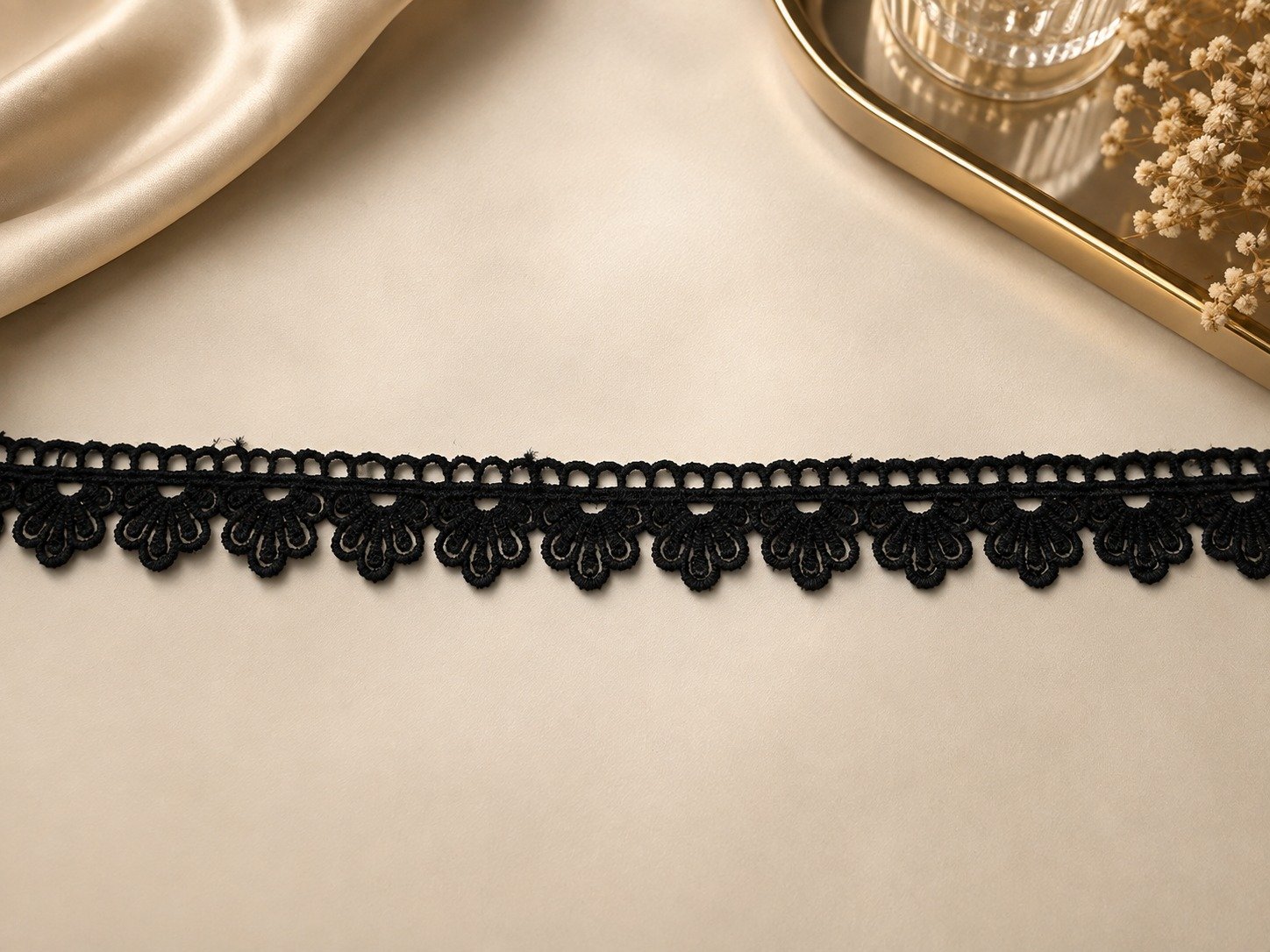 White Wide Floral Lace Trim - Image 2